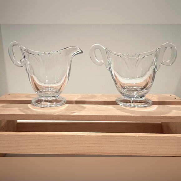 Vintage Heisey Clear Glass Petite Creamer and Open Sugar Set. - Picture 1 of 6